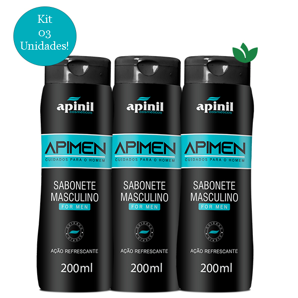 Kit Com 3 Unidades Sabonete Liquido Masculino Apimen 200mL Apinil