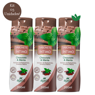 Kit Com 3 Unidades Sabonete Íntimo Chocolate e Menta 200mL Apinil