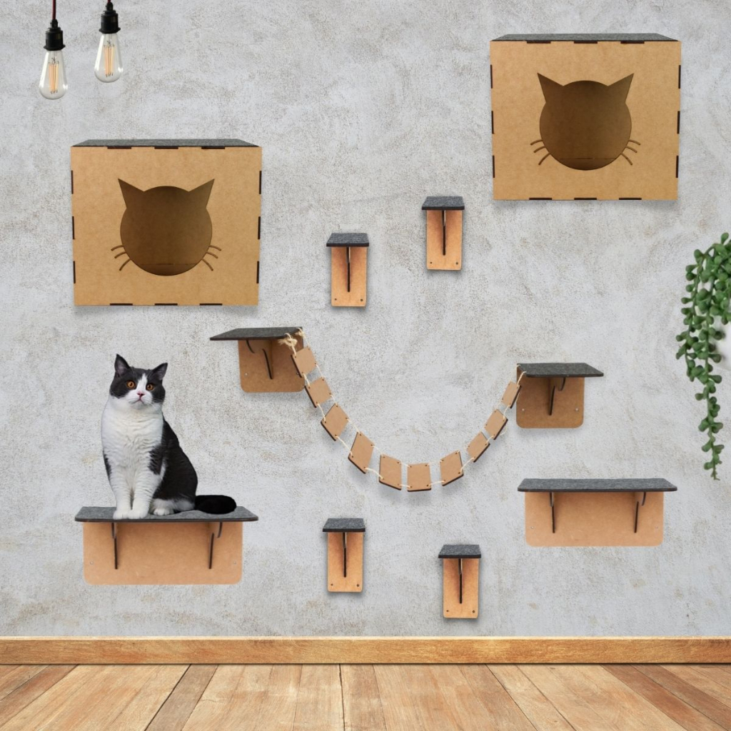 Melhores Playground Gatos kit brinquedo pet prateleiras nicho arranhador escada circuito com carpete