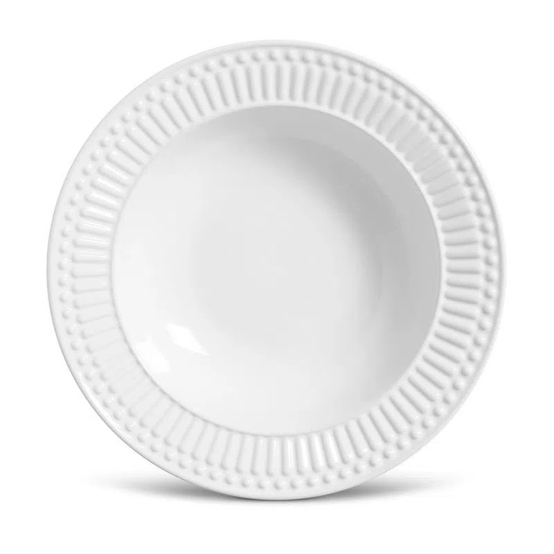 Prato Fundo de Cerâmica Roma Branco 22cm Porto Brasil