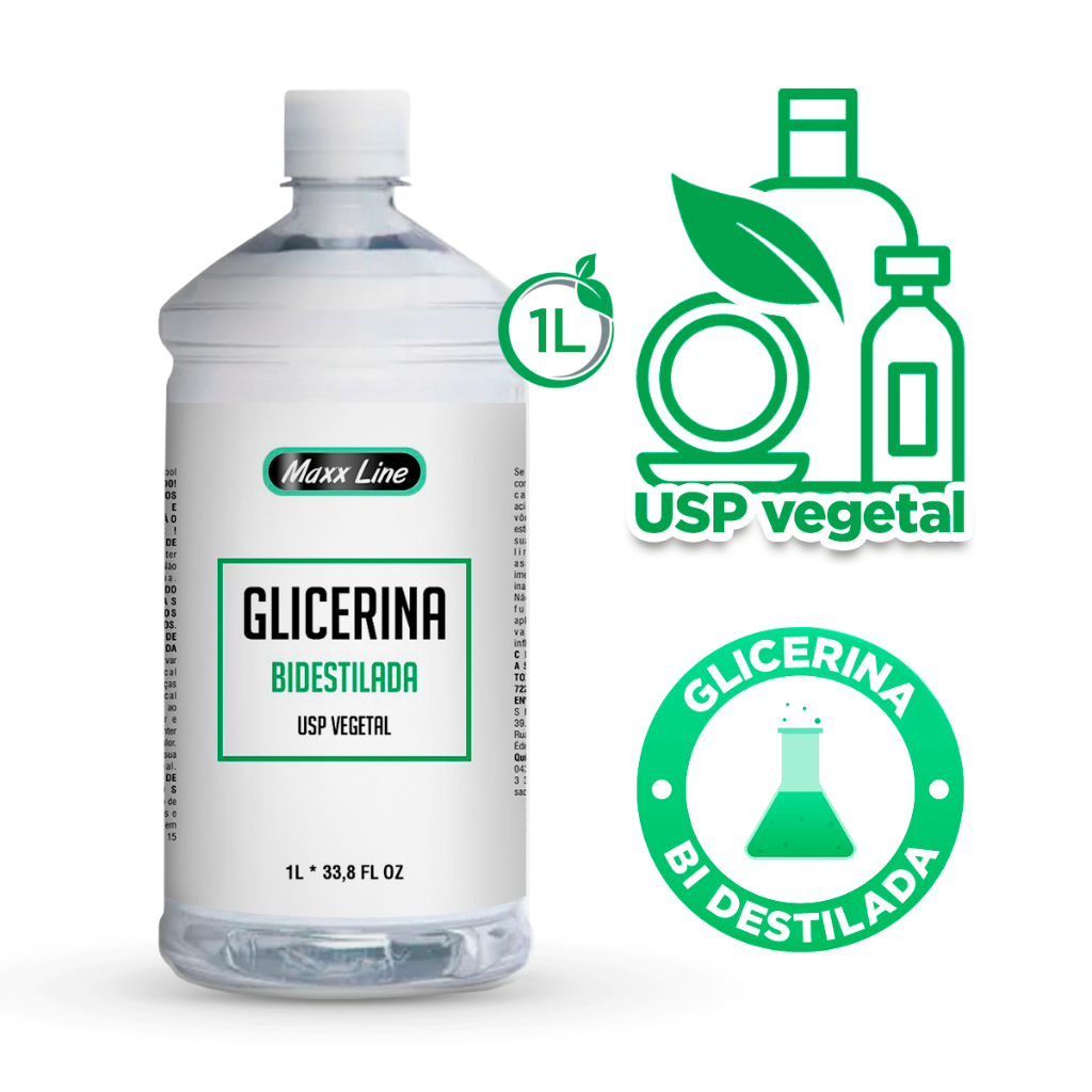 Glicerina Vegetal Bidestilada USP 100% Pura 1000ml - Uso Cosmético, Alimentício, Tintas e Resinas em Oferta na Shopee