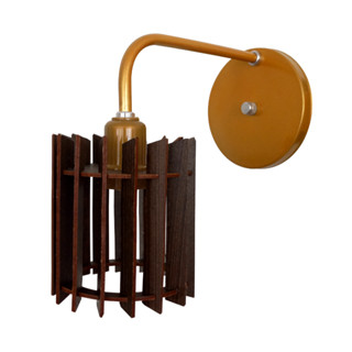 Arandela Parede 90º Madeira Mdf Cúpula Cilíndrica - Soquete E-27 - ABF Luminárias