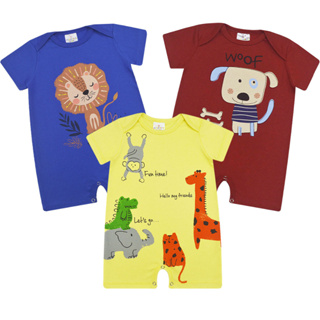 Kit 3 peças Macacão curto, Romper, macaquinho menino, banho de sol, P ao GG, Amarelo, Azul, Vermelho em Oferta na Shopee