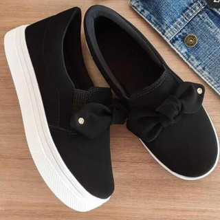 Tênis Feminino Slip On Casual De Laço Confortável Calce Fácil Ortopedico Blogueira