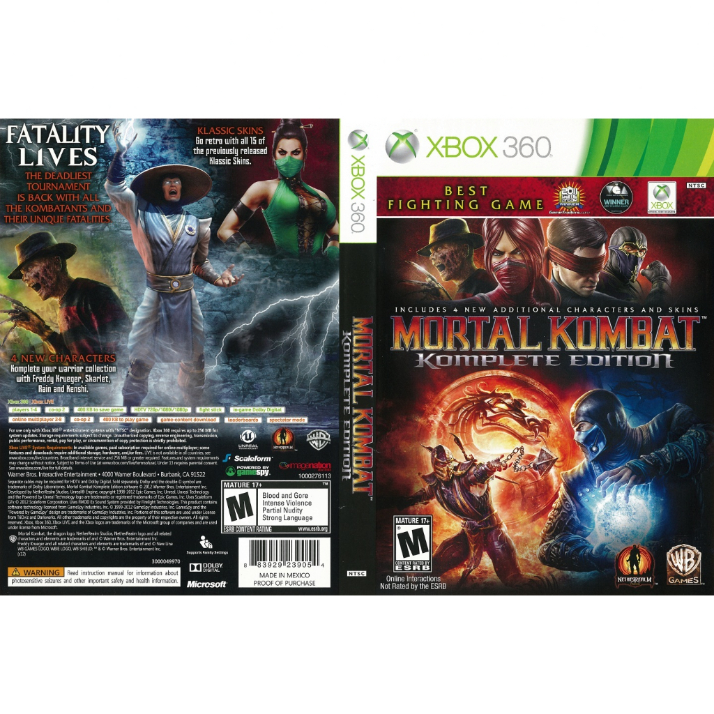 Mortal kombat komplete edition para Xbox 360 Lt com capa
