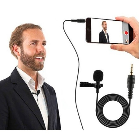 Microfone Lapela com Condensador LELONG LE-916 Saida (P2) Cabo Longo Bom para Vlogs
