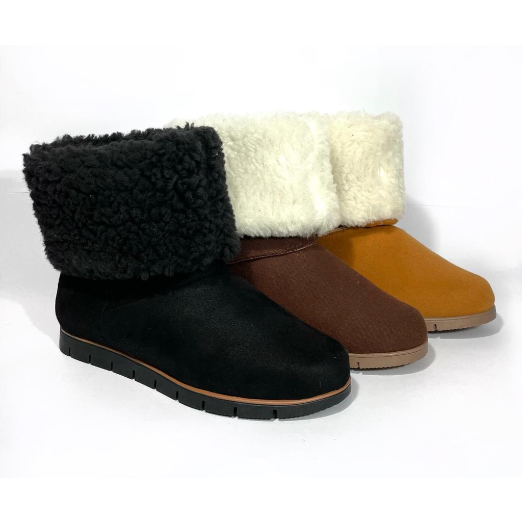 Bota Botinha Feminina de Pelo Forrada Com Lã Quentinha Para o Inverno Bota de Neve Moda 2026 Botinha Esquimo Frio