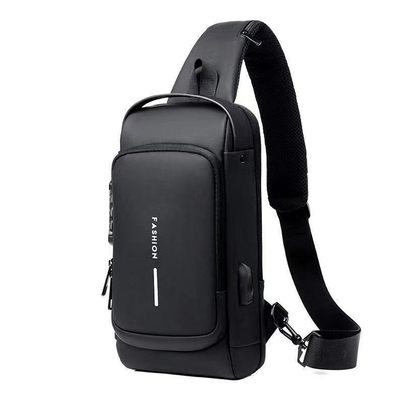Bolsa Masculina Transversal, antifurto com senha e entrada para carregamento usb (Unissex) em Oferta na Shopee
