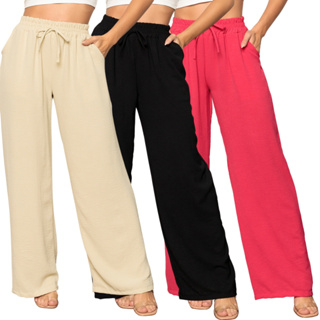 Calça Feminina Pantalona Duna Com Bolso em Oferta na Shopee
