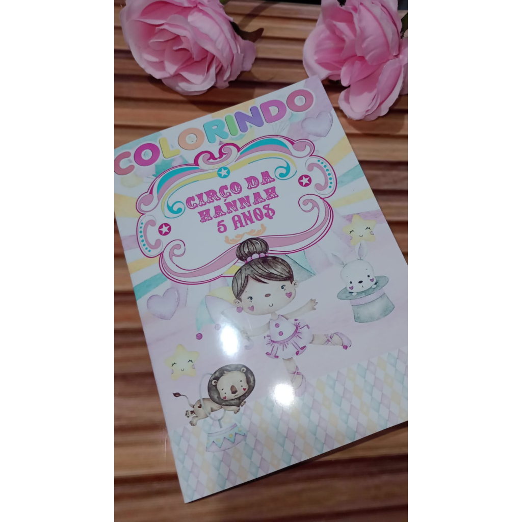 Revista de colorir pintar circo rosa GRANDE OU PEQUENA personalizada - FAZEMOS TODOS OS TEMAS - Escolha sua arte - PROMOÇÃO DE LEMBRANCINHAS