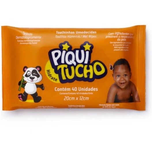 Toalha Lenço Umedecido PIQUITUCHO Feelclean Com 40 unidades Sem álcool Antisséptico Hipoalergênico sem parabenos