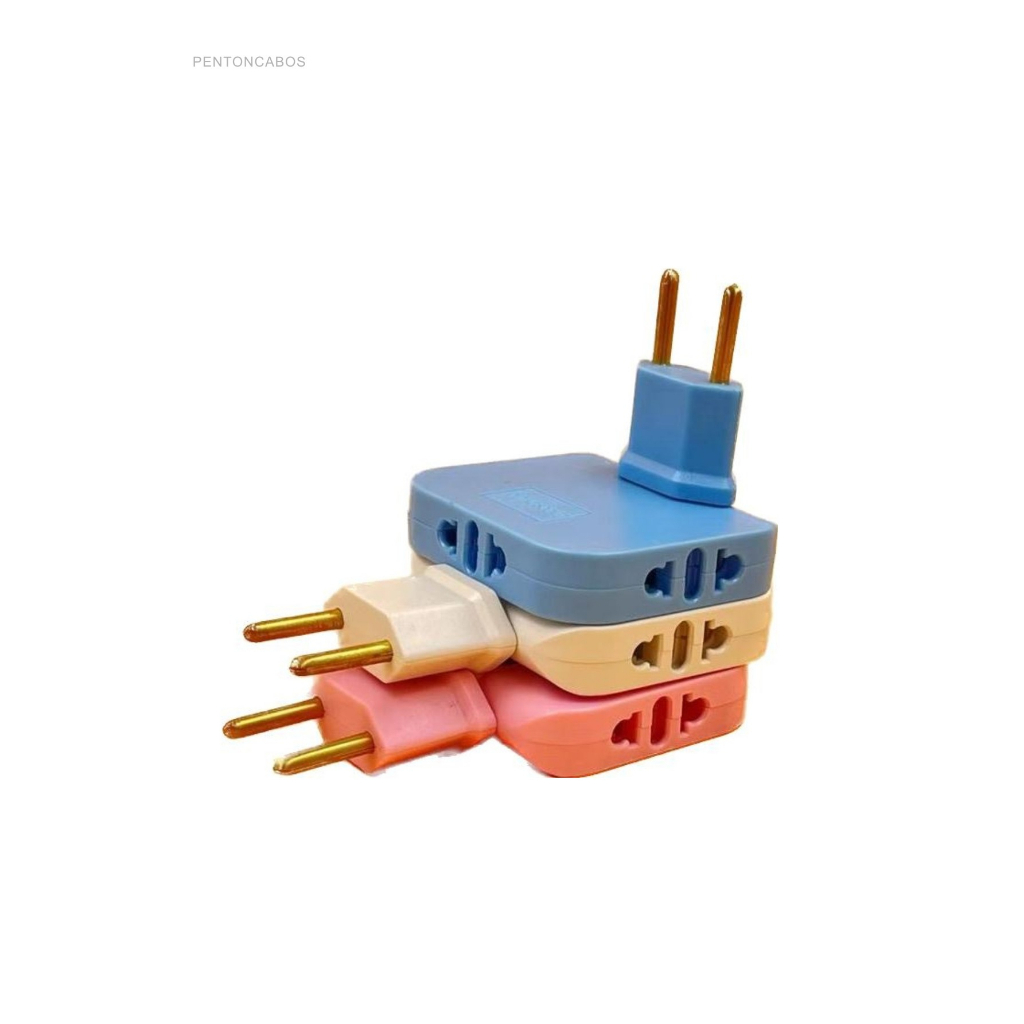 Imagem Adaptador Tomada Padrão Europeu Para 3 Universal T 10A 180Graus