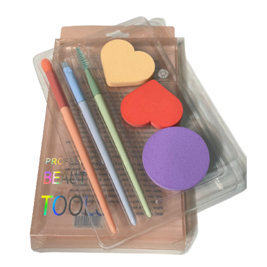 Kit com 03 Pincéis e 03 Esponjas maquiagem profissional beauty tools