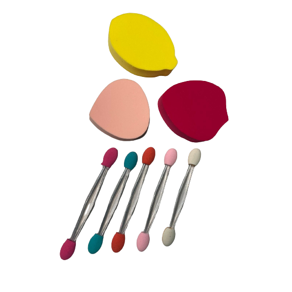 Kit com 05 Pincéis e 03 Esponjas maquiagem profissional beauty tools
