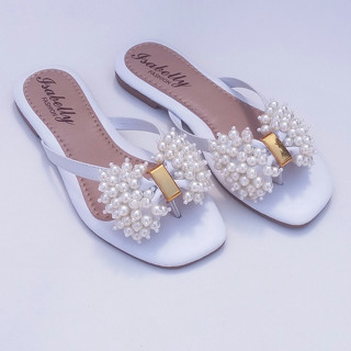 Sandália Rasteirinha Feminina Laço Perolas Tiras Cores Chinelo Feminino Promoção