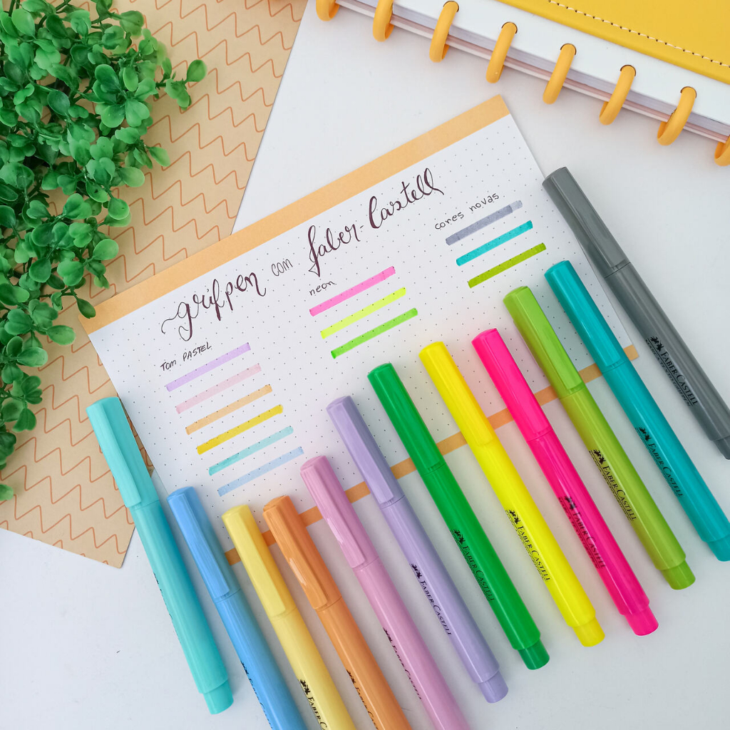 Caneta Marca Texto Grifpen Cores Novas, Neon e Pastel - Faber-Castell em Oferta na Shopee