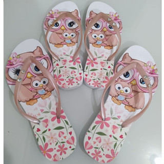 Kit Mãe e Filha Chinelo Corujinha Lançamento Slim Várias Estampas Envio Imediato Confortável