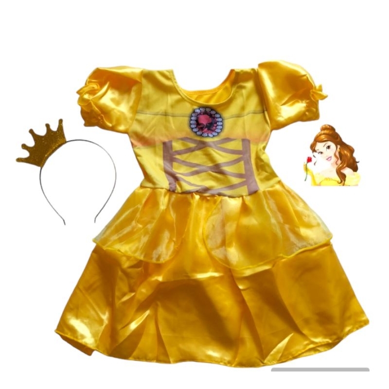 Fantasia Vestido Bela e a Fera Princesa Amarela Infantil Bebê