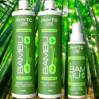 Kit Progressiva Sem Formol Orgânica | Fibra de Bambu | Phyto Liss 300ml + Protetor Térmico