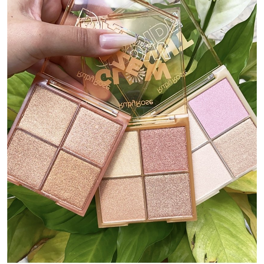 Paleta de Iluminador Ruby Rose Linha Glow brilho radiante textura fina para face olhos e labios