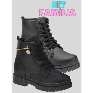 Kit Tal Mae Tal Filha Bota Coturno Infantil Feminina Bota Adulta Coturno
