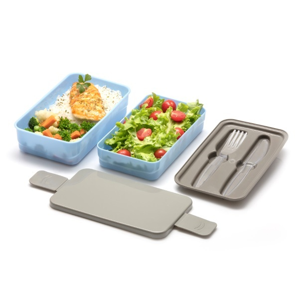 Marmita Com Talheres e Divisória Dupla Pote Fitness Comida Almoço Dieta Trabalho Academia