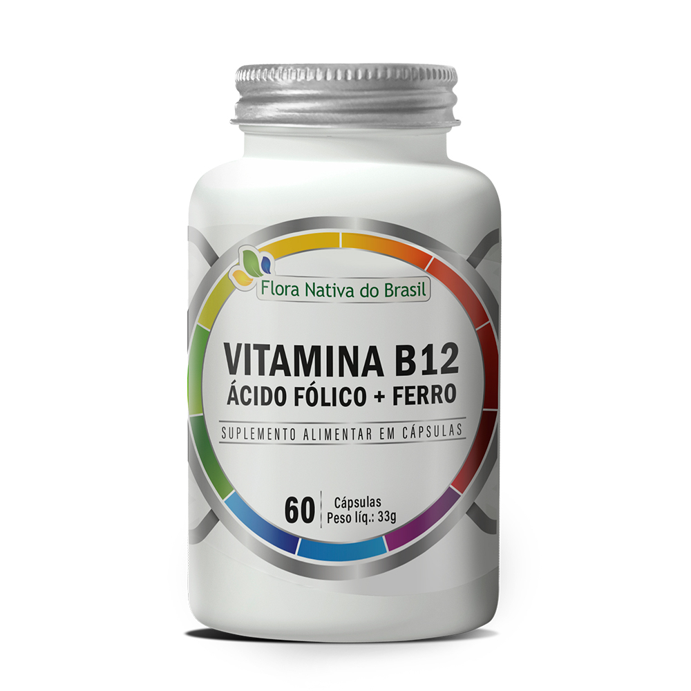 Ferro + Ácido Fólico + Vitamina B12 500mg 60 Caps