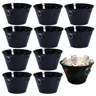 10 Baldes Para Gelo E Bebidas 9 Litros Alumínio Premium Cor Preto Festas Casas Bares