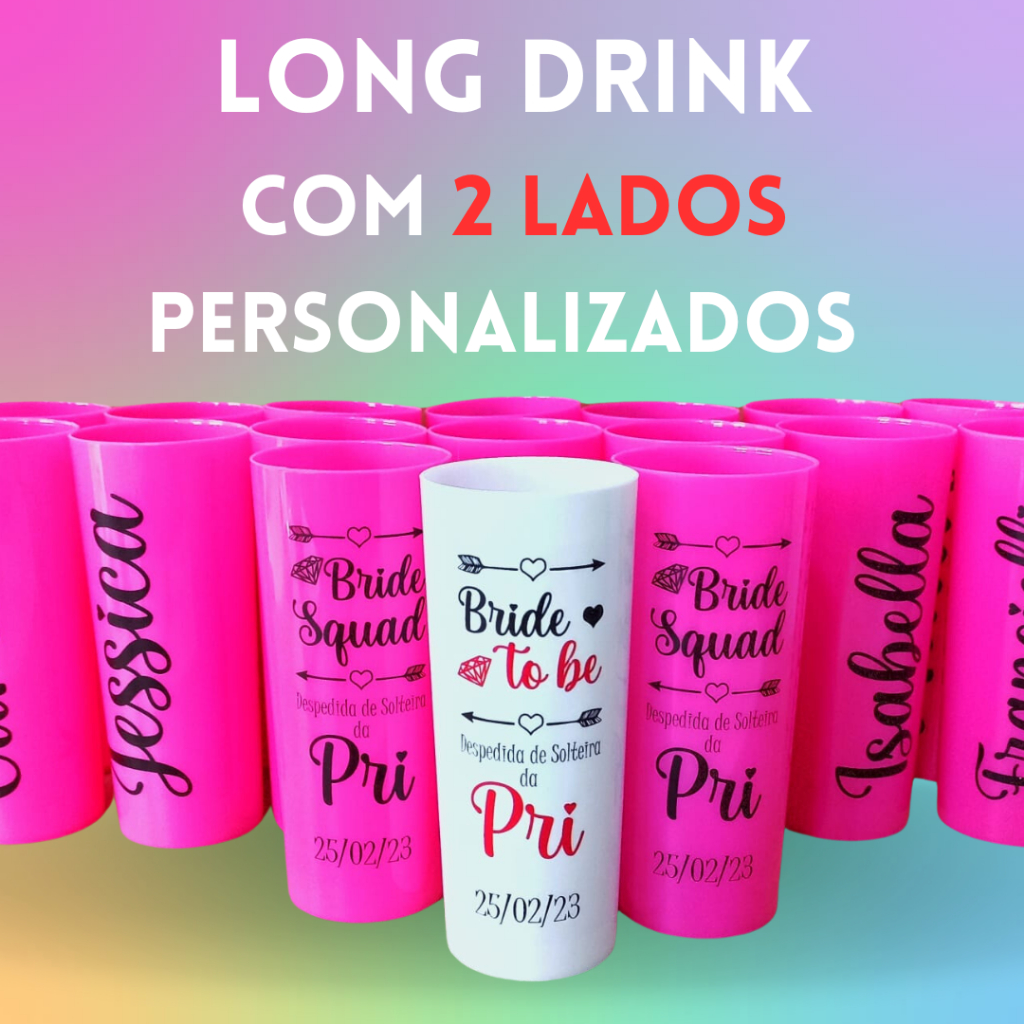 Long Drink Frente e Verso Personalizado Do Seu Jeito Com Sua Arte Todos os Temas