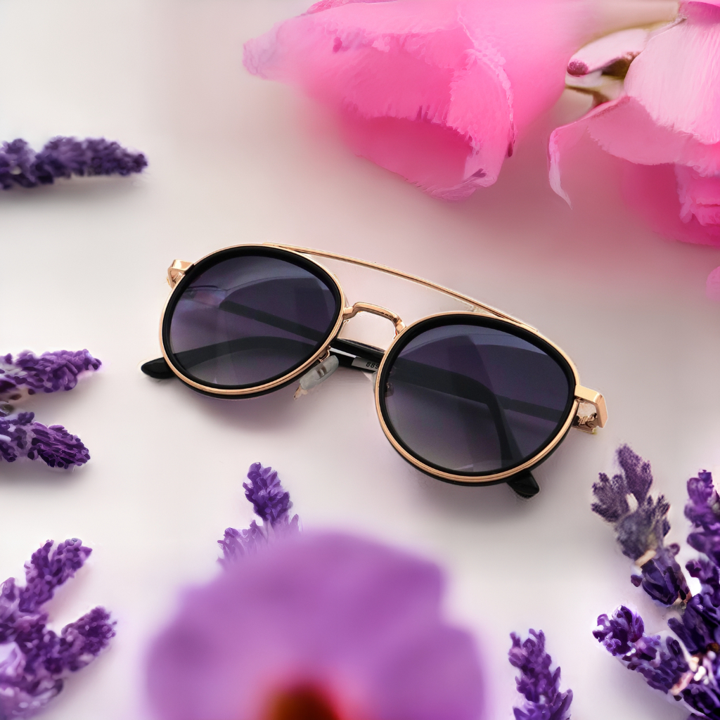 Óculos de Sol Redondo de Metal com Dupla Haste não só é Elegante, mas também oferece Proteção UV em Oferta na Shopee