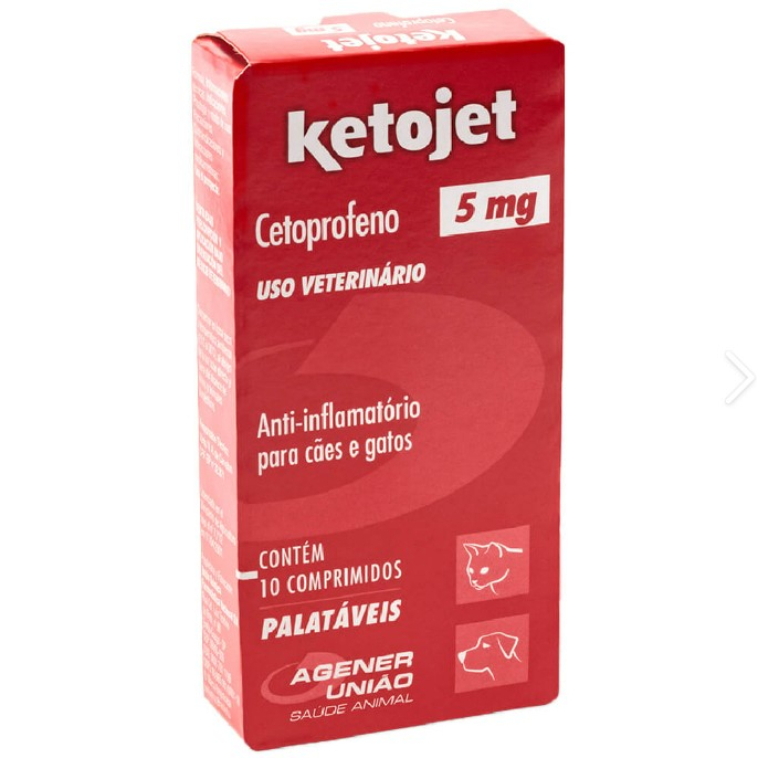 Ketojet 5mg 10 Comprimidos para Cães e Gatos Agener - Pets