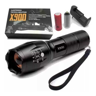 Lanterna Tática Led X900 Police Potente Com Zoom Sinalizador Bateria Recarregável