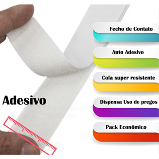 Fecho Contato Auto Adesivo 20mm/50mm Branco a metro Macho e Fêmea tela mosquiteiro