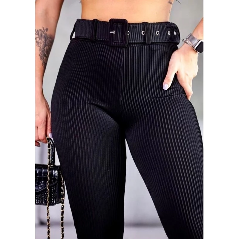 Calça Legging Feminina Skinny Leg Cintura Alta Canelada 3D Premium Nova Tendência Moda 5 — imagem 1