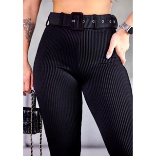 Calça Legging Feminina Skinny Leg Cintura Alta Canelada 3D Premium Nova Tendência Moda