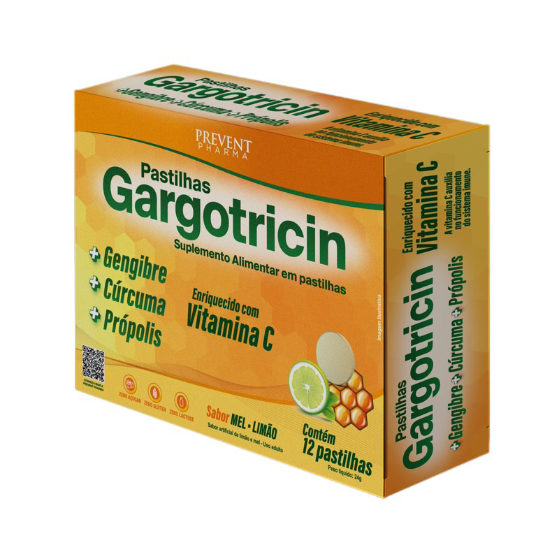 Pastilhas Gargotricin Vitamina C Mel e Limão c/12 Pastilhas Prevent Pharma