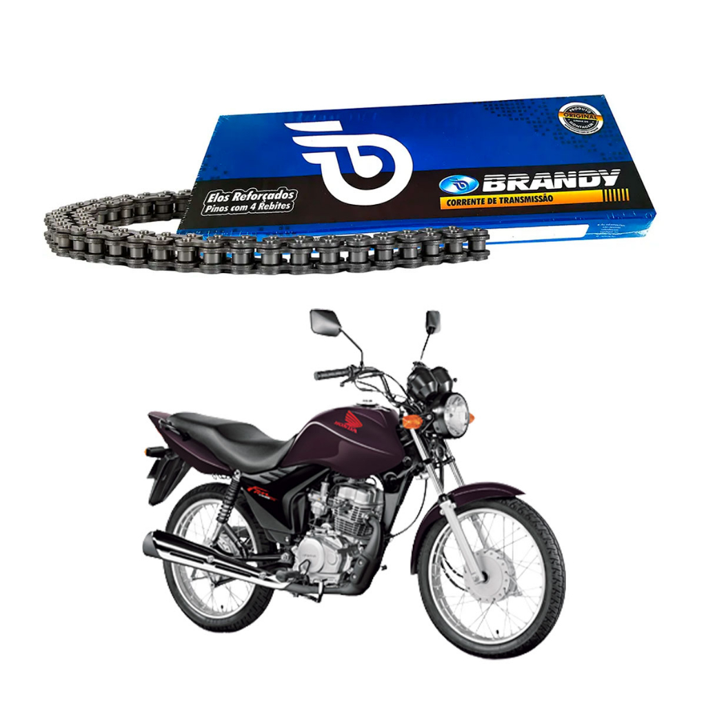 Corrente de Transmissão Moto XTZ 125 Motard 09 em diante Dafra Kansas 150 Kasinski Mirage 150 Magik 125 428Hx120L Brandy