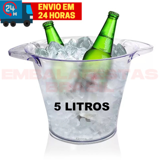 Balde De Gelo Acrílico Cristal 5 Litros Champanheira em Oferta na Shopee