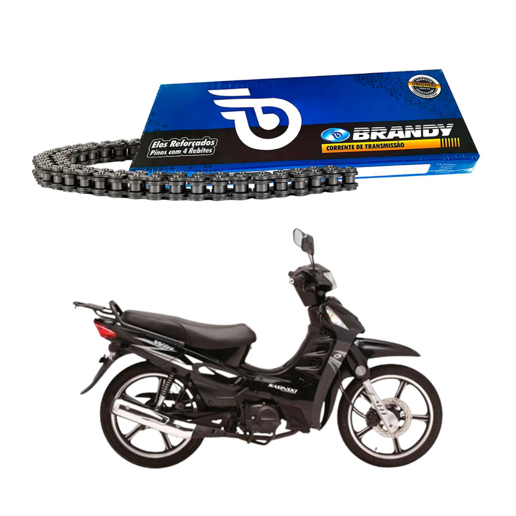 Corrente de Transmissão para Moto CG ML Turuna 1983 até 1988 Kasisnki Win 110 428Hx110L Brandy
