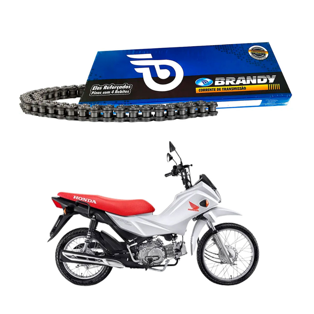 Corrente de Transmissão para Moto Pop 110i Haobao HB 50 Dafra Zig 50 428Hx104L Brandy