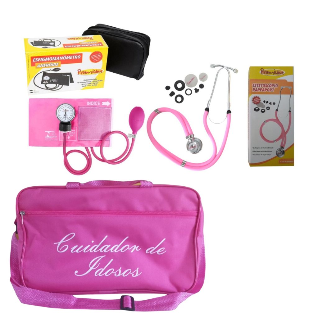 Kit Cuidador de Idosos com estetoscópio esfigmo e bolsa