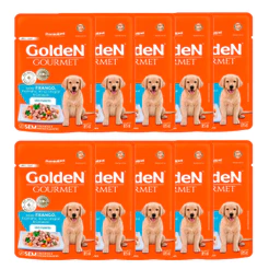 Kit 10un Ração Úmida Sachê Golden Gourmet Cães Filhotes Frango 85g