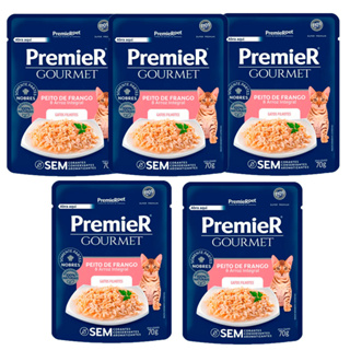 Kit com 5 Rações Úmidas Premier Gourmet Gatos Filhotes Peito de Frango/Arroz 70g em Oferta na Shopee