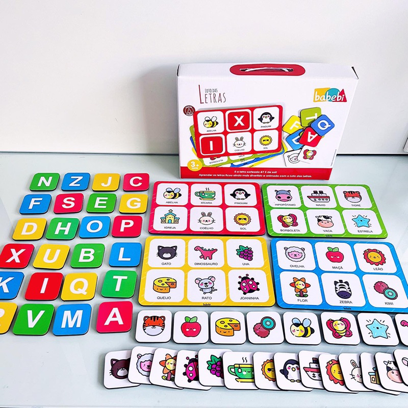 Loto das Letras em madeira com mais de 5 variações de brincadeiras