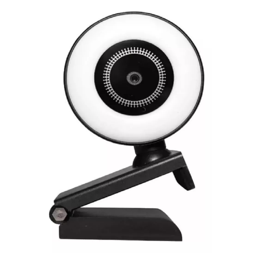 Webcam Anel Luz Led Microfone Ring Light Usb Gira 360º