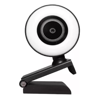 Webcam Anel Luz Led Microfone Ring Light Usb Gira 360o