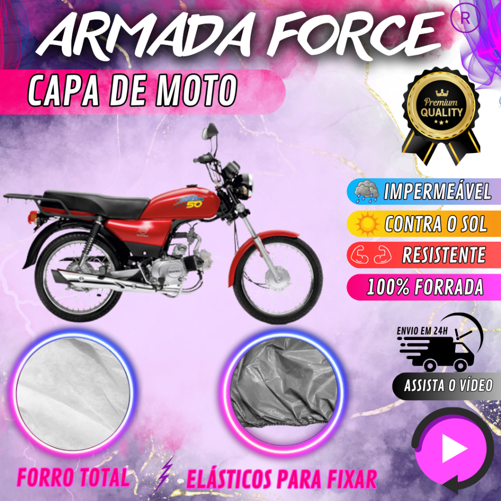 Capa Cobrir Moto DAFRA SUPER 50 100% Forrada Armada Force 100% Impermeável Protege Sol Chuva Poeira