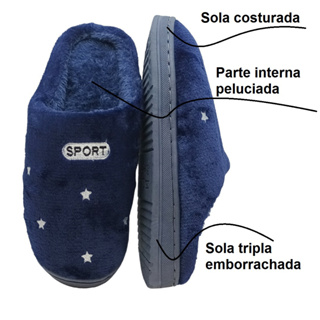 Chinelo Pantufa Inverno Solado Emaborrachado Triplo Peluciada Antiderrapante em Oferta na Shopee