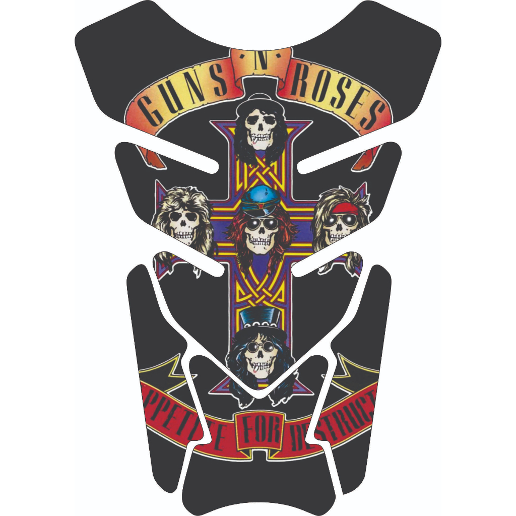 Protetor De Tanque Moto Resinado Tankpad Universal Banda de Rock Guns N' Roses Varios Modelos