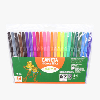 Canetinha Hidrográfica Coloridas 24 cores Léo e Leo Canetinha P/ Pintar e Colorir